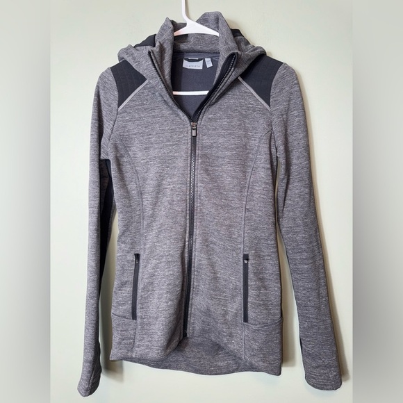Athleta Womens Stronger CYA Jacket Charcoal Gray Hooded Fleece Zip Coat Sz XXS - Picture 1 of 4